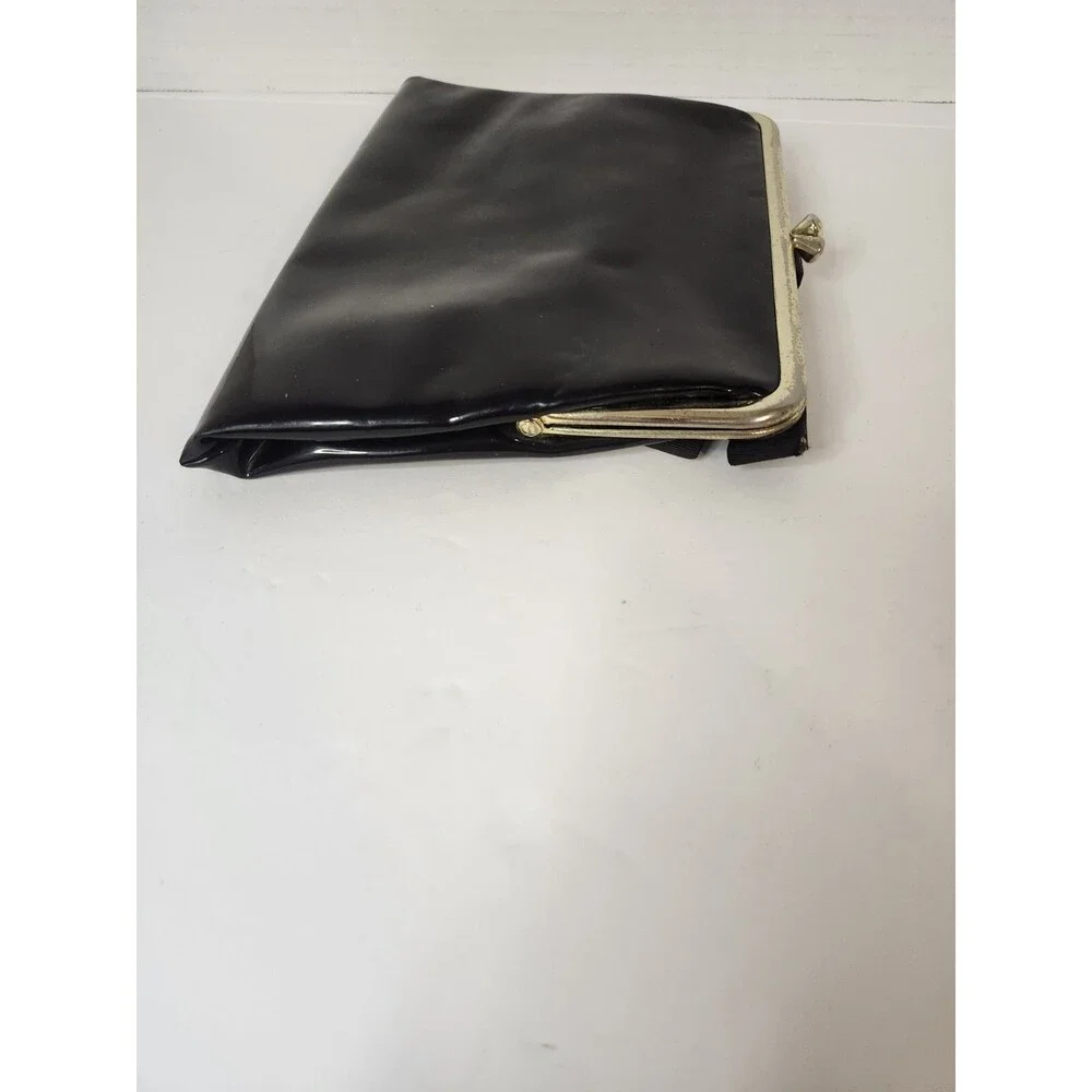 vintage black patent leather clutch purse